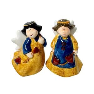 VTG Y2K Hand-Painted Ceramic Angel Salt & Pepper Shakers Set of 2 Collectible